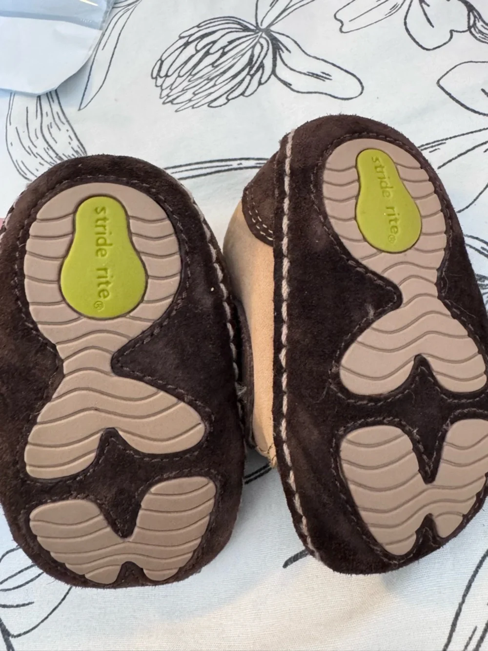 Stride Rite Tan and Brown Leather Moccasin Baby Shoes